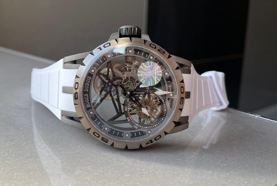 Excalibur Titanium Bezel BBR Best Edition Titanium Skeleton Dial on white rubber Strap A2136 Tourbillon V4 - Image 7