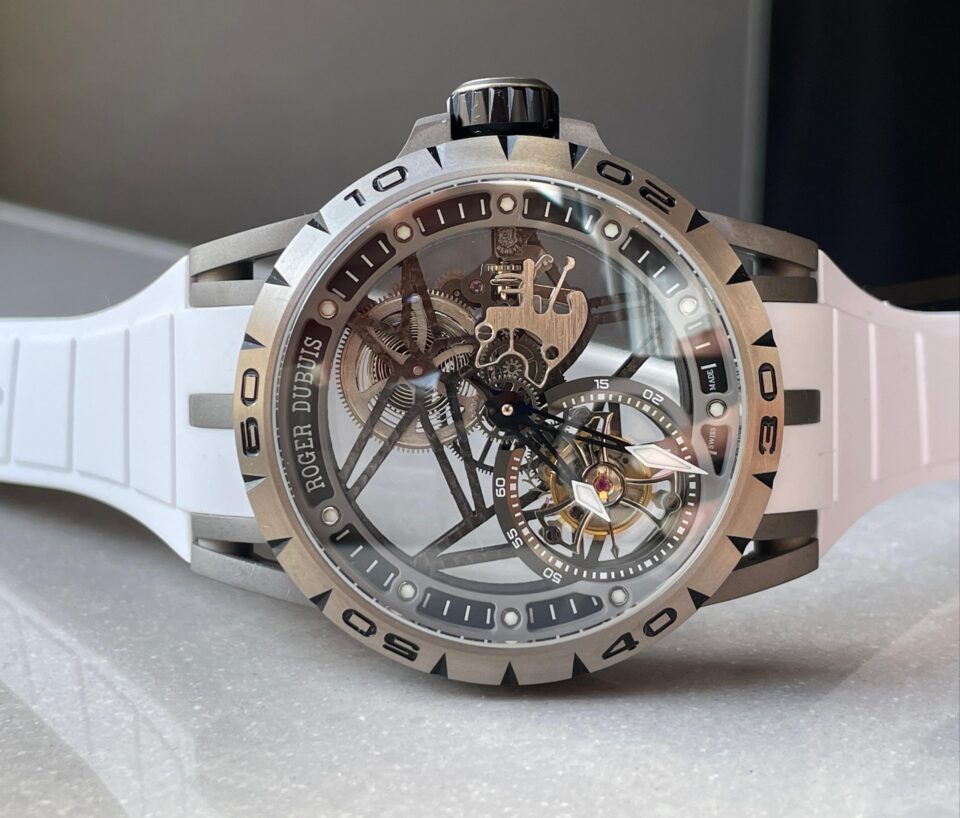 Excalibur Titanium Bezel BBR Best Edition Titanium Skeleton Dial on white rubber Strap A2136 Tourbillon V4 - Image 9