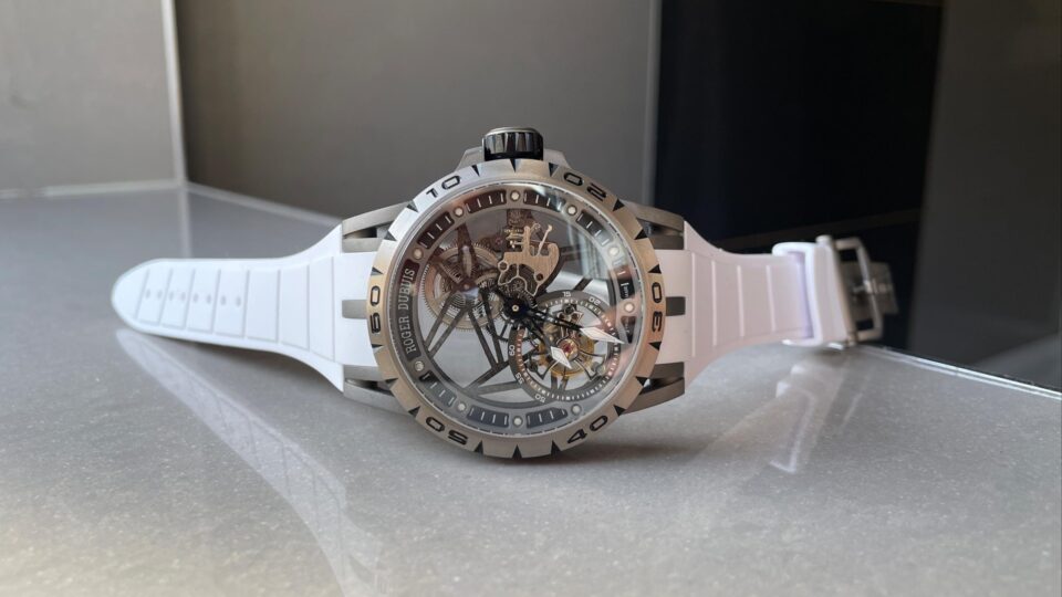 Excalibur Titanium Bezel BBR Best Edition Titanium Skeleton Dial on white rubber Strap A2136 Tourbillon V4 - Image 8