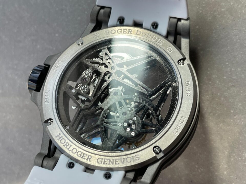 Excalibur Titanium Bezel BBR Best Edition Titanium Skeleton Dial on white rubber Strap A2136 Tourbillon V4 - Image 13