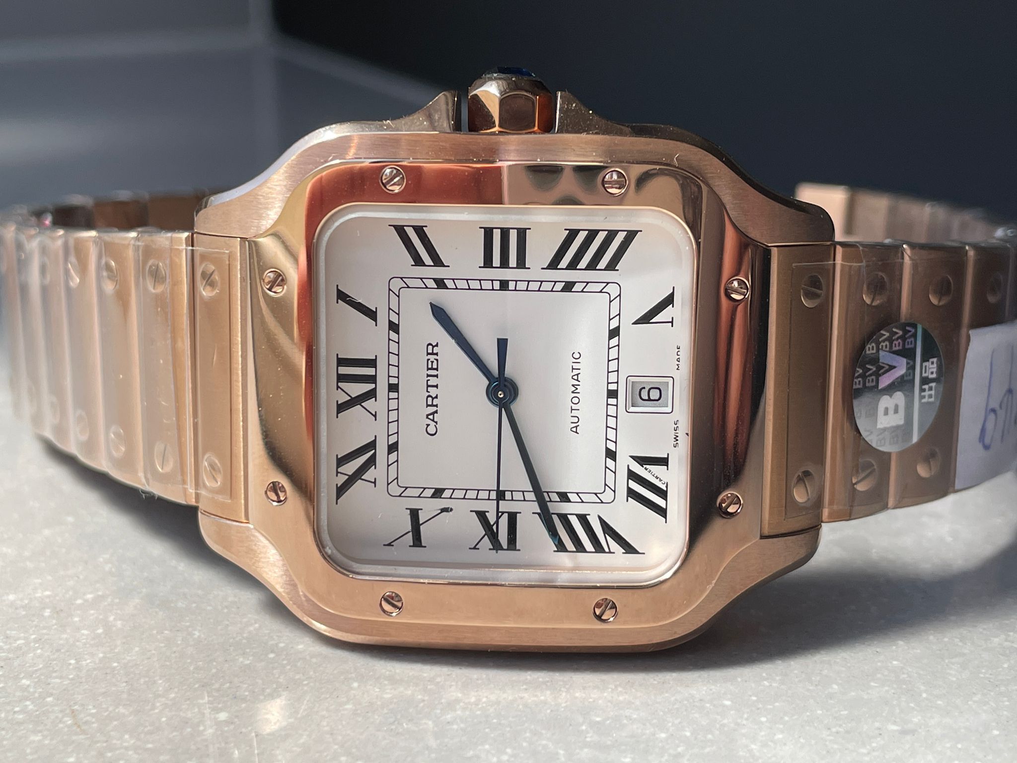 Santos 40mm RG BVF 1:1 Best Edition White Dial on RG Bracelet MIYOTA 9015 - Image 3