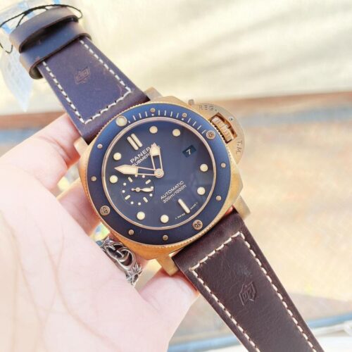 PAM968 V Bronzo VSF 1:1 Best Edition Brown Ceramic Bezel and Dial on Brown Calfskin Strap P.9010 Clone