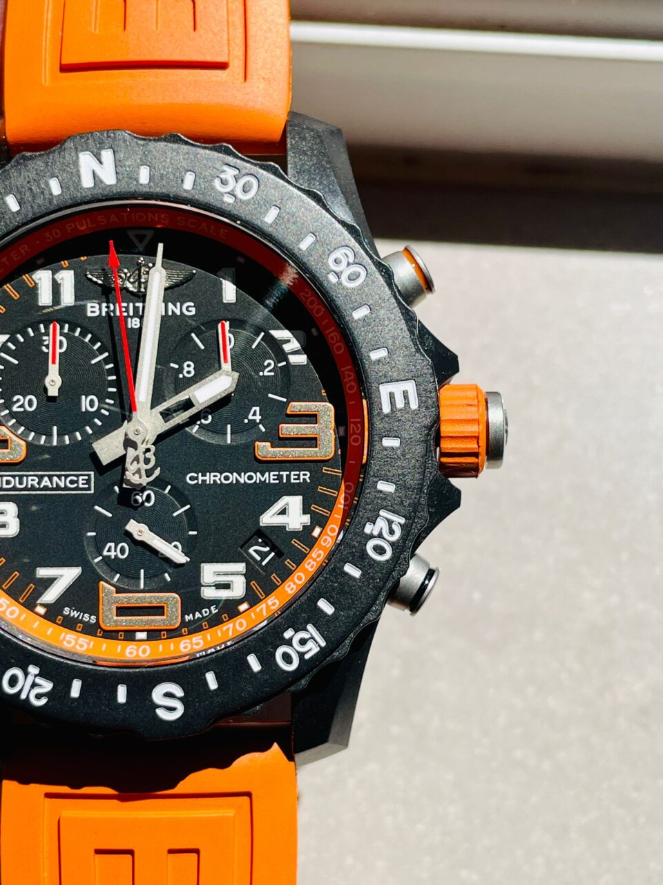 Endurance pro OGF 44mm Black dial orange Rubber Strap quartz movement - Image 6