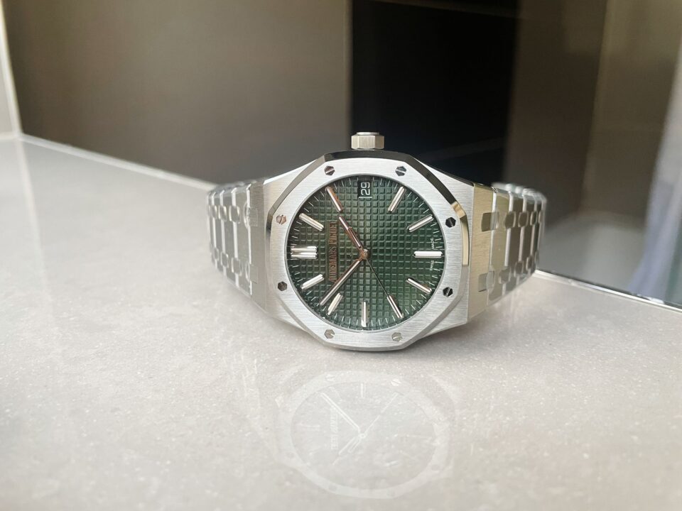 Royal Oak 41mm 15510 "50th Anniversary" SS ZF 1:1 Best Edition Green Textured Dial on SS Bracelet A4302 - Image 2