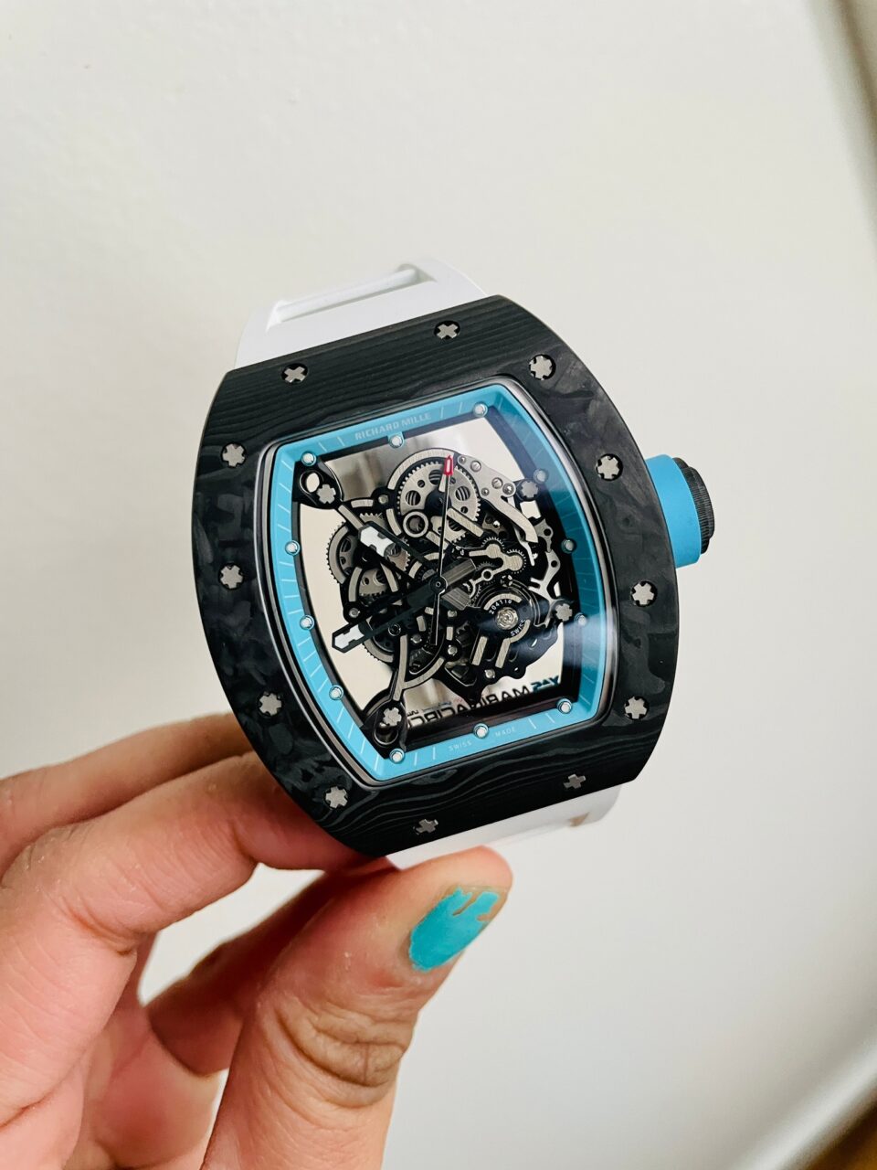 RM055 Real NTPT KVF 1:1 Best Edition Skeleton Dial on White Rubber Strap SEIKO Movement