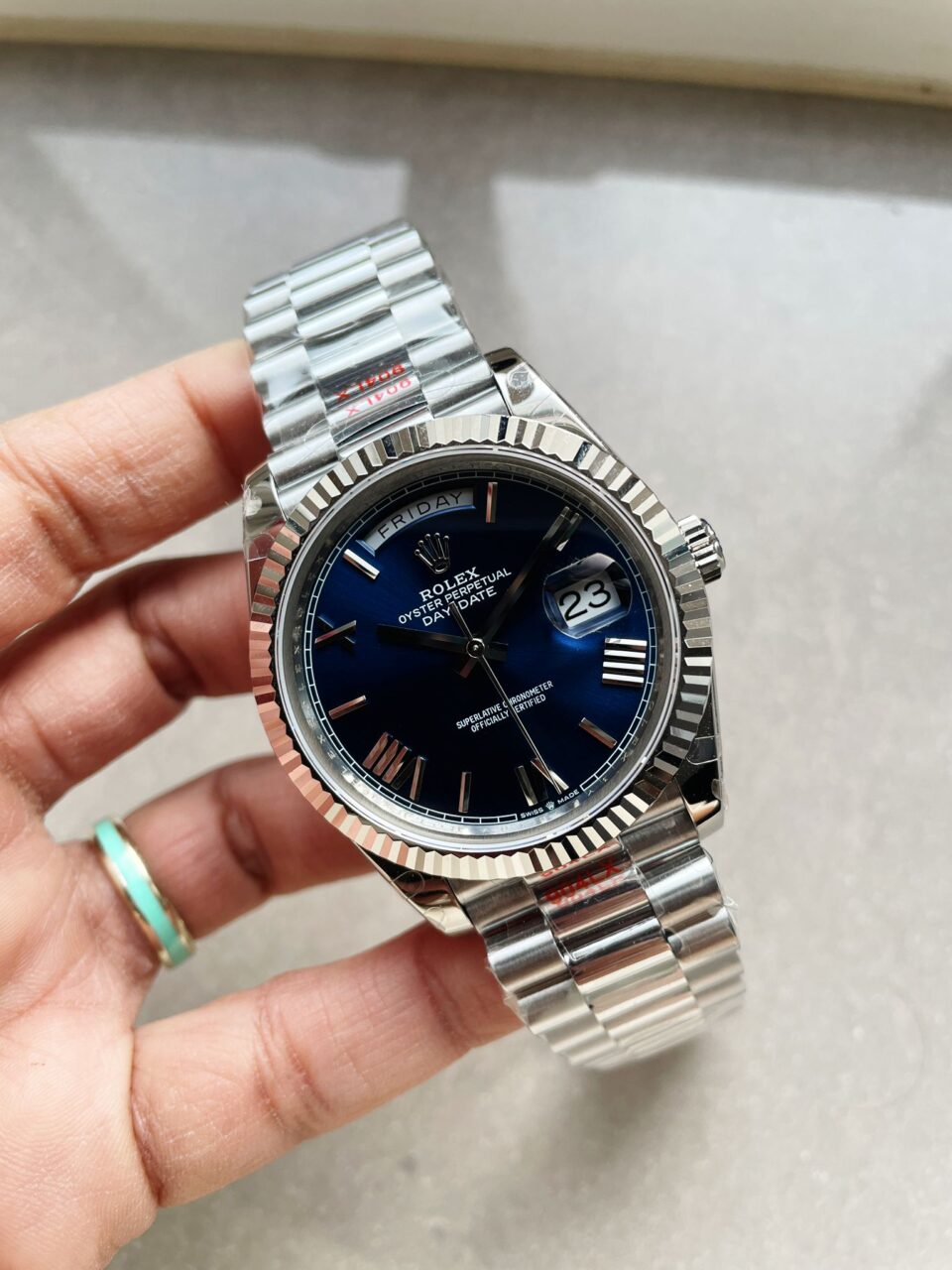 DayDate 40mm 228239 GMF 1:1 Gain Weight SS/tungsten Blue Dial Roman Markers on President Bracelet A3255