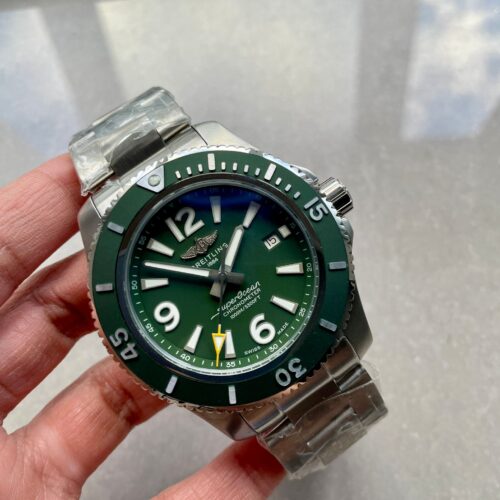 Superocean Automatic 44 BLSF 1:1 Best Edition Green Dial Green Bezel on SS Strap A2824