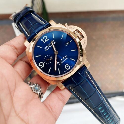 PAM1112 V GMT RG VSF 1:1 Best Edition Blue Dial on Blue Leather Strap P.9010