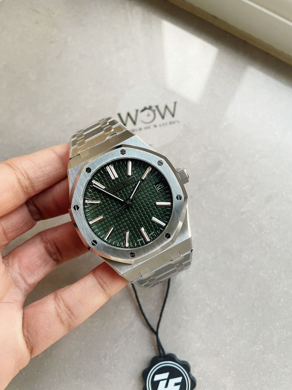 Royal Oak 41mm 15510 "50th Anniversary" SS ZF 1:1 Best Edition Green Textured Dial on SS Bracelet A4302