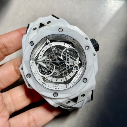 Big Bang Sang Bleu II White Ceramic BBF Best Edition on White Rubber Strap A1240