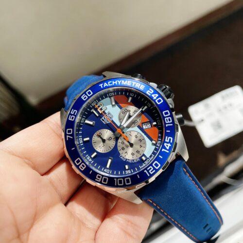 TAG Formula 1 Gulf Racing Special Edition Watch Blue dial Blue leather strap