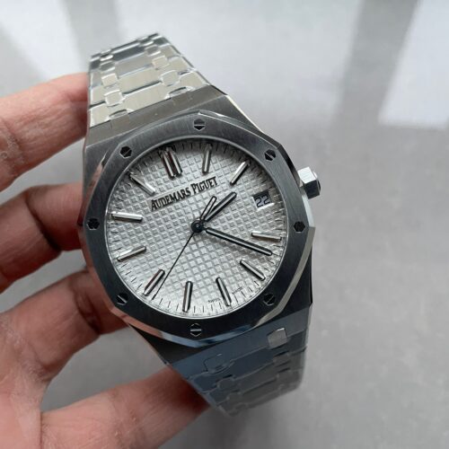 Royal Oak 41mm 15510 "50th Anniversary" SS ZF 1:1 Best Edition White Textured Dial on SS Bracelet A4302