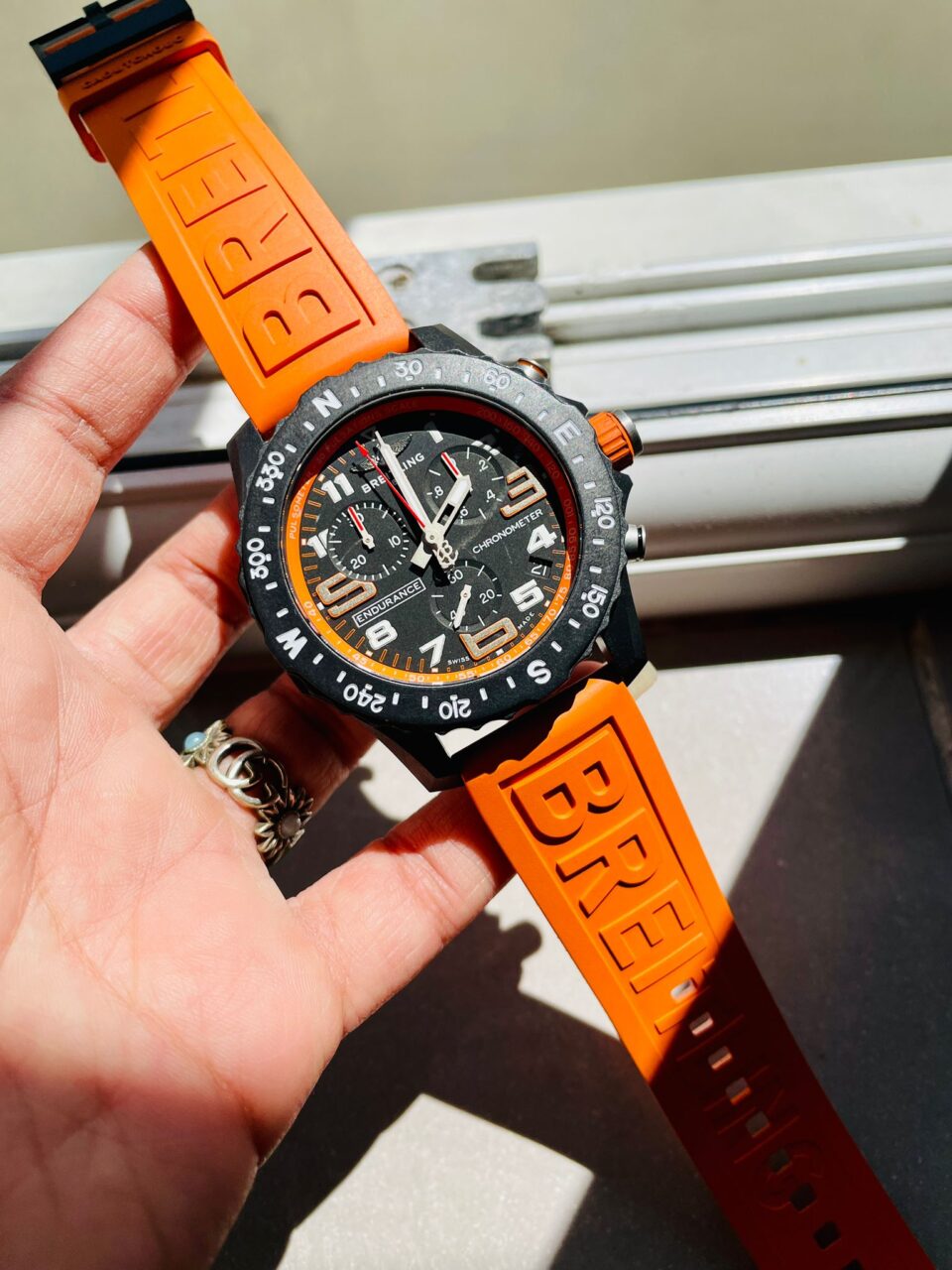 Endurance pro OGF 44mm Black dial orange Rubber Strap quartz movement