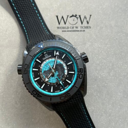Planet Ocean 45.5mm GMT Worldtimer Real Ceramic VSF 1:1 Best Edition Black/blue Dial On Black Rubber Strap Super Clone 8938