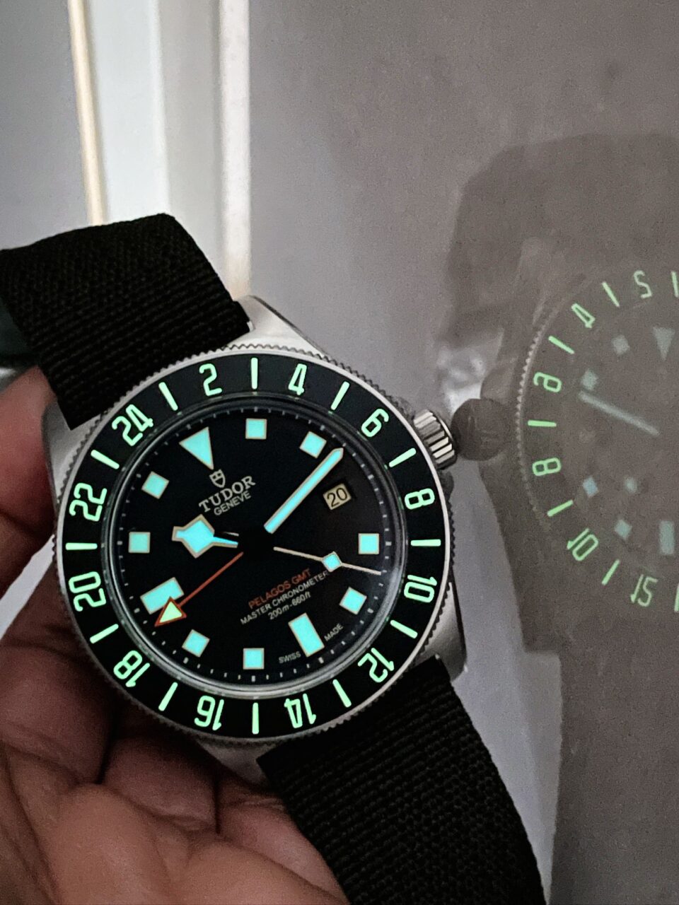 Pelagos FXD GMT Titanium 1:1 best edition black dial on Green nylon strap ZULU - Image 7