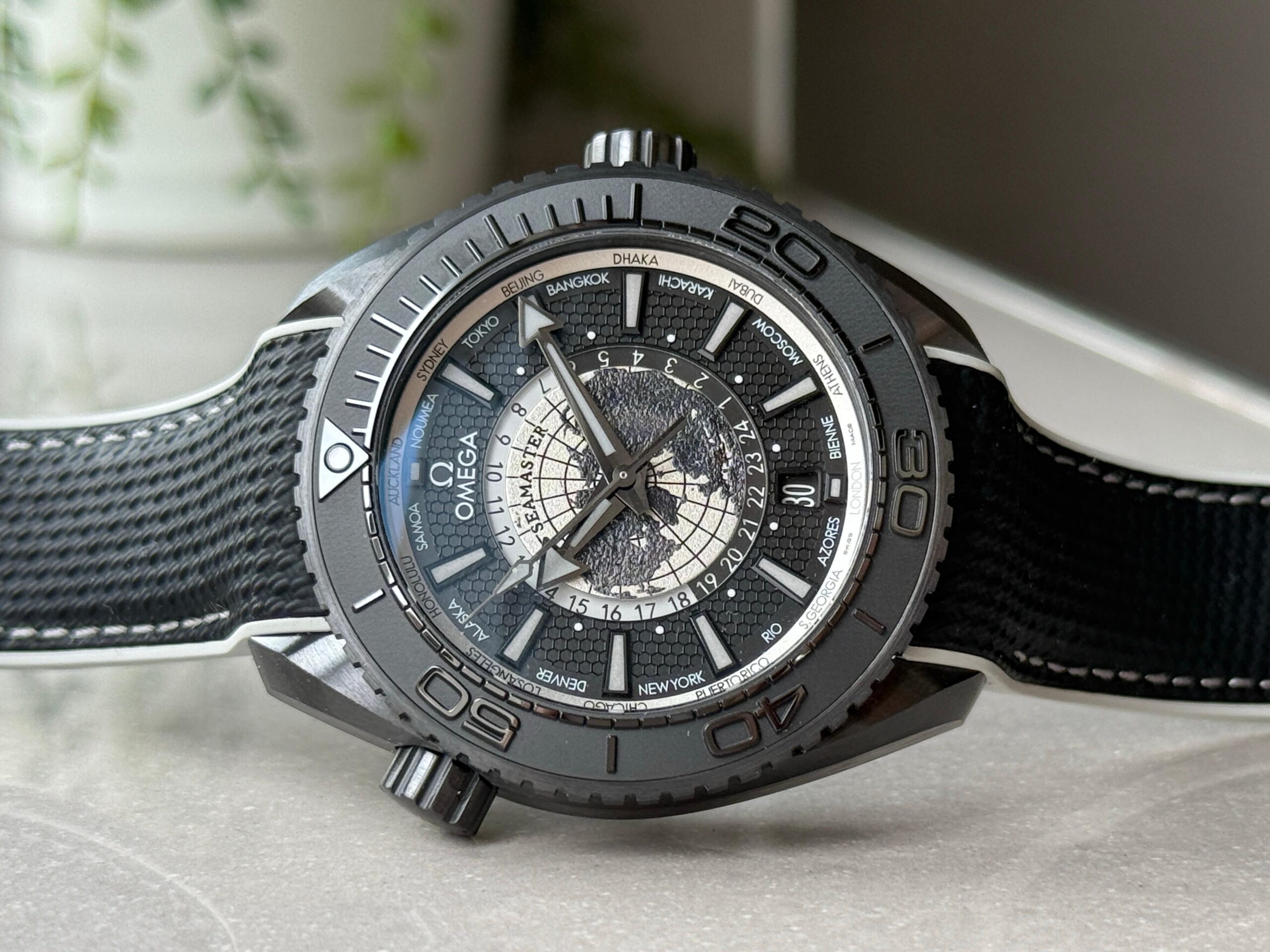 Planet Ocean 45.5mm GMT Worldtimer Real Ceramic VSF 1:1 Best Edition Black Dial On Black Rubber Strap Super Clone 8938 - Image 6