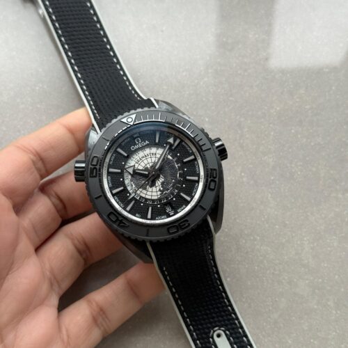 Planet Ocean 45.5mm GMT Worldtimer Real Ceramic VSF 1:1 Best Edition Black Dial On Black Rubber Strap Super Clone 8938