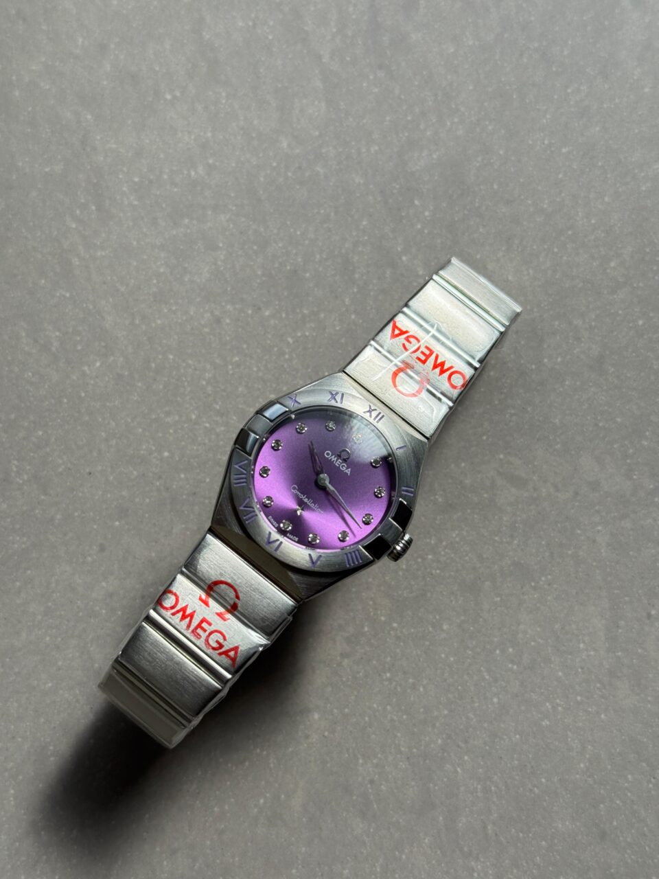 Constellation Ladies 28mm SS Purple Dial Diamonds Markers on SS Bracelet ETA Quartz - Image 7