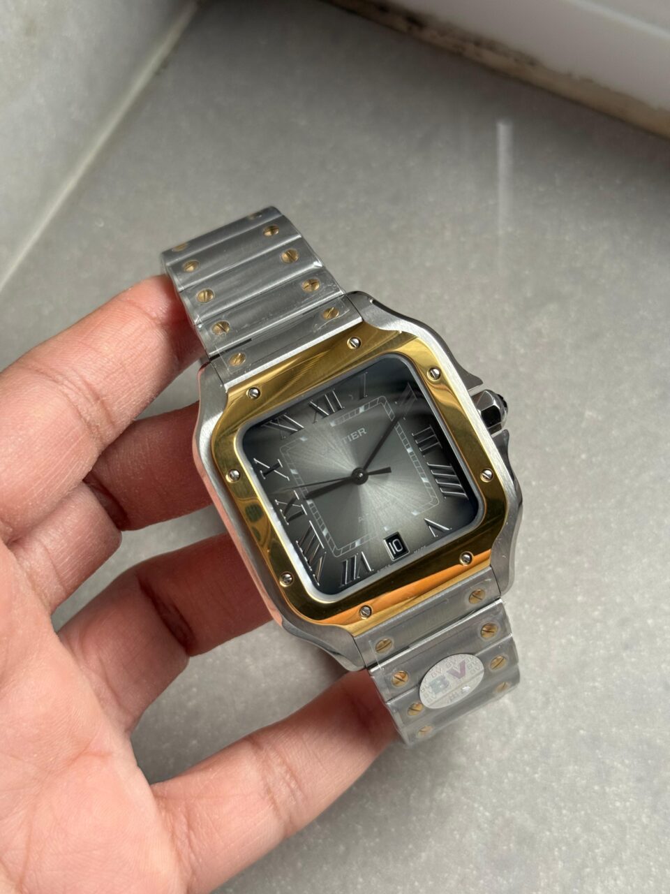 Santos de Cartier 40mm SS/YG BVF 1:1 Best Edition Gray Dial on SS/YG SmartLinks Bracelet MIYOTA 9019