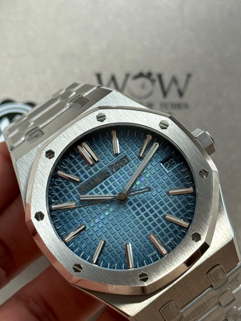 Royal Oak 41mm 15510 BC SS ZF 1:1 Best Edition Ice Blue Textured Dial on SS Bracelet SA4302  V3 - Image 7