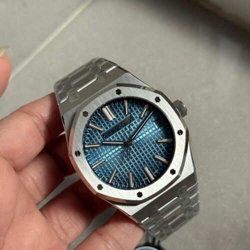 Royal Oak 41mm 15510 BC SS ZF 1:1 Best Edition Ice Blue Textured Dial on SS Bracelet SA4302  V3