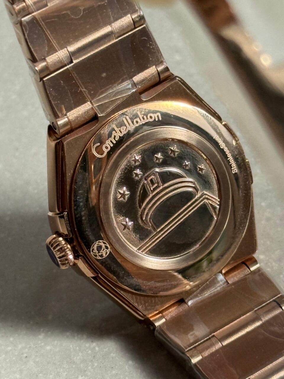 Constellation Ladies 28mm RG Patterned Dial Diamonds Markers on RG/SS Bracelet ETA Quartz - Image 11