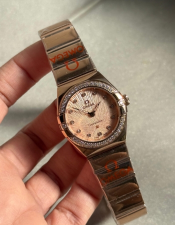 Constellation Ladies 28mm RG Patterned Dial Diamonds Markers on RG/SS Bracelet ETA Quartz