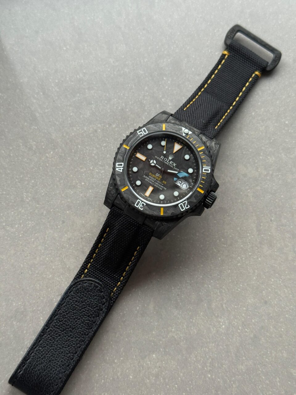 Submariner DIW Carbon VSF 1:1 Best Edition Black/Yellow Dial on Black Nylon Strap VS3135 - Image 4