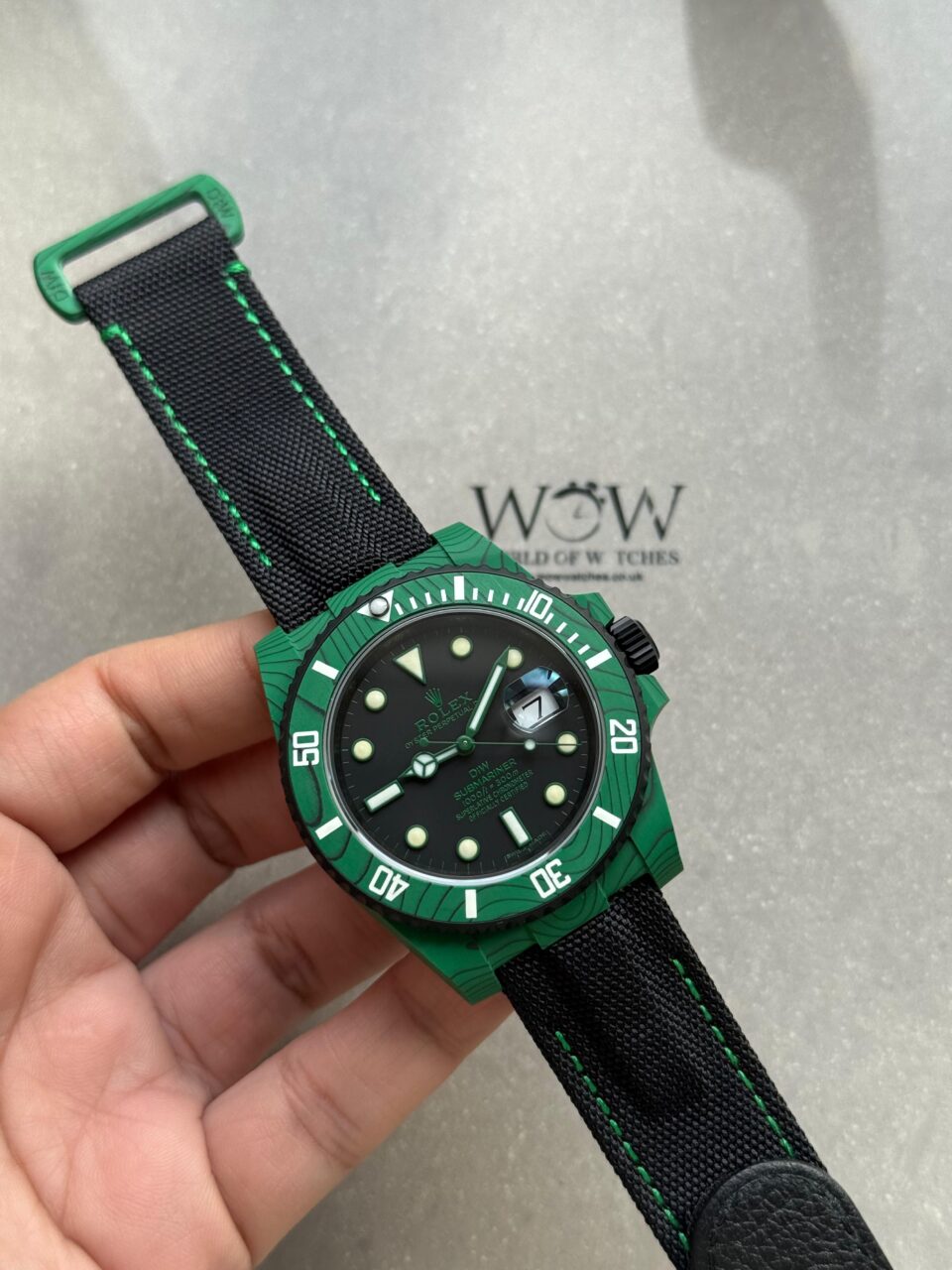 Submariner DIW Green Carbon VSF 1:1 Best Edition Black Dial on Black Nylon Strap VS3135