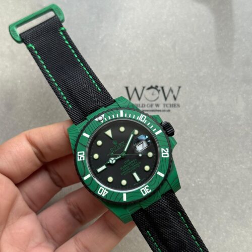 Submariner DIW Green Carbon VSF 1:1 Best Edition Black Dial on Black Nylon Strap VS3135