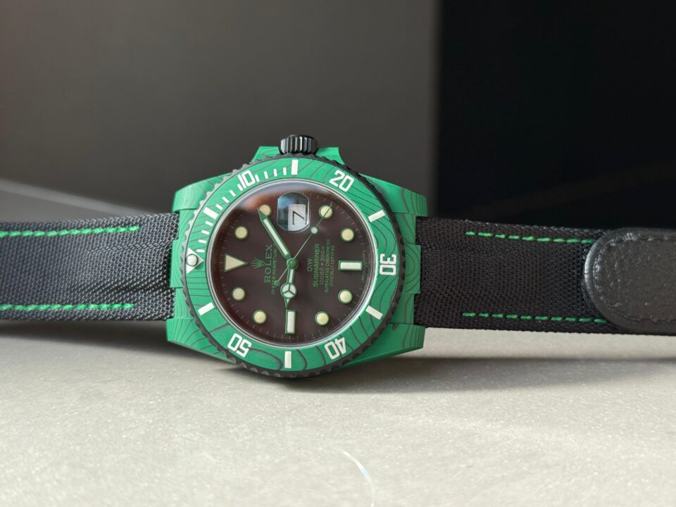 Submariner DIW Green Carbon VSF 1:1 Best Edition Black Dial on Black Nylon Strap VS3135 - Image 8