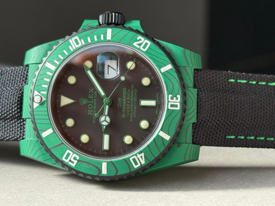 Submariner DIW Green Carbon VSF 1:1 Best Edition Black Dial on Black Nylon Strap VS3135 - Image 9