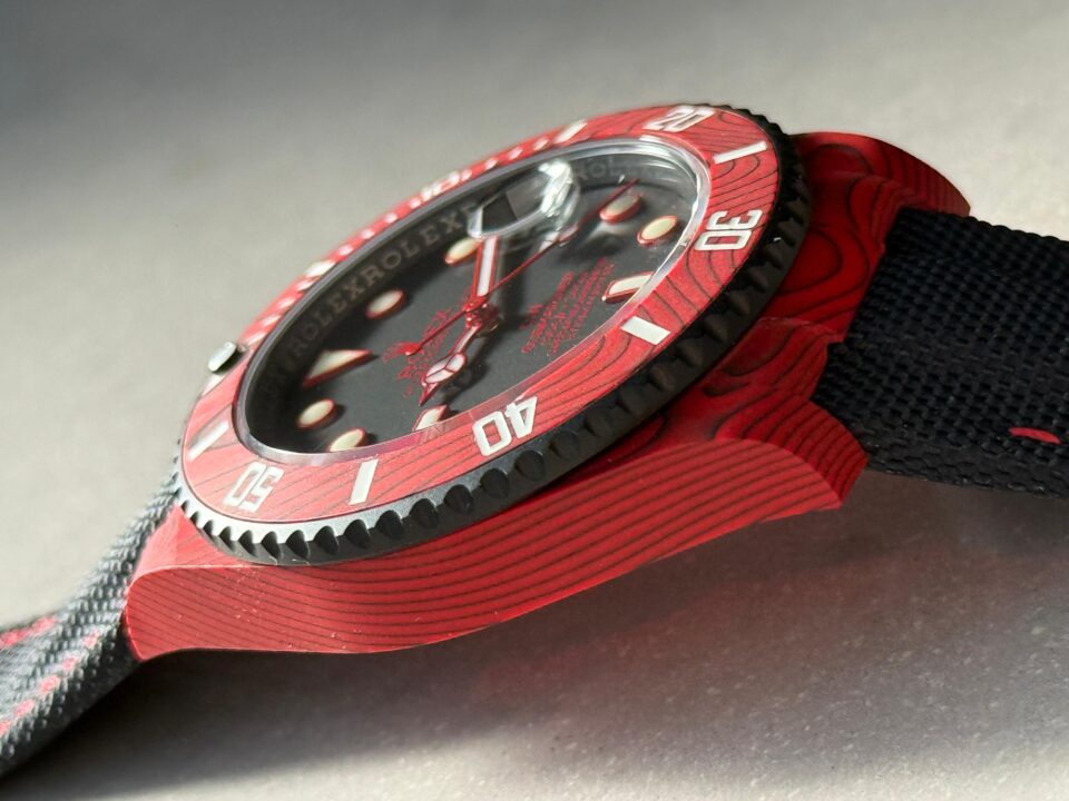 Submariner DIW Red Carbon VSF 1:1 Best Edition Black Dial on Black Nylon Strap VS3135 - Image 12