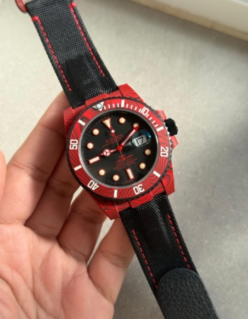 Submariner DIW Red Carbon VSF 1:1 Best Edition Black Dial on Black Nylon Strap VS3135