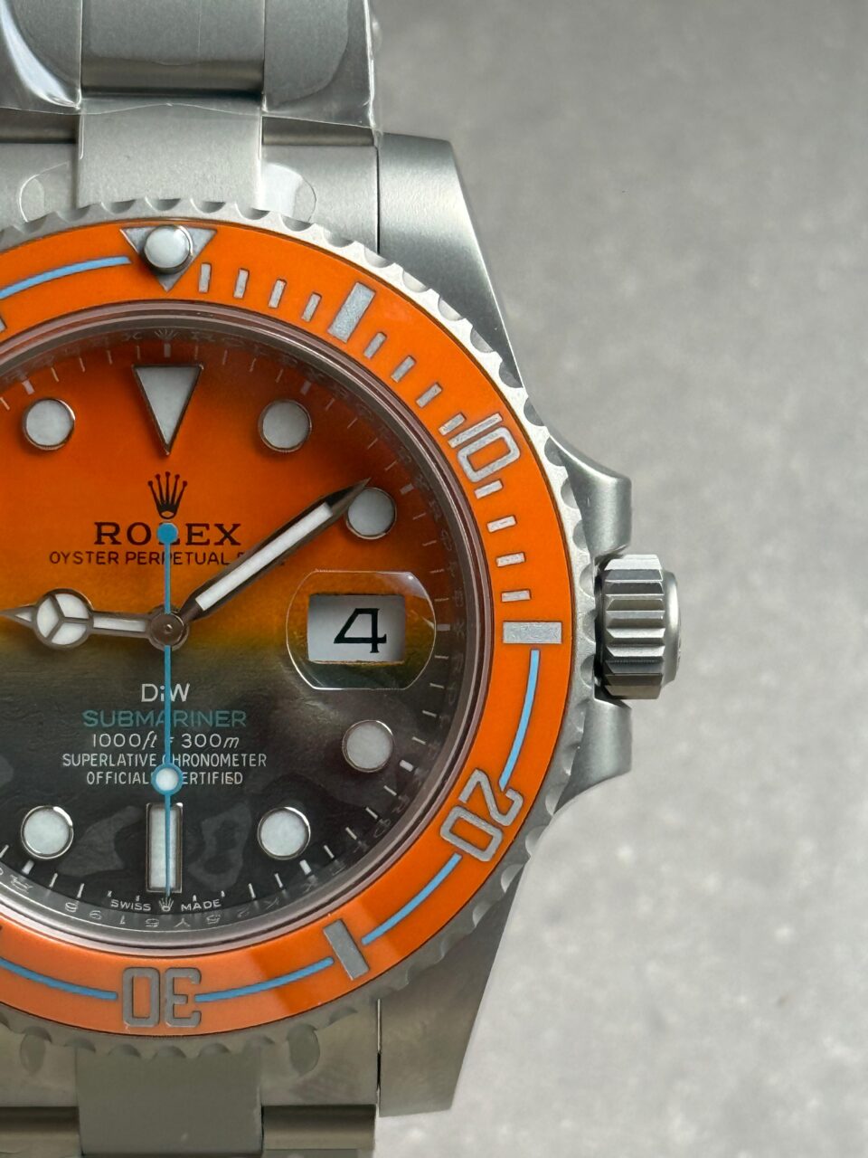Submariner DIW Sandblasted VSF 1:1 Best Edition Orange Grey Dial on SS Bracelet VS3135 - Image 6