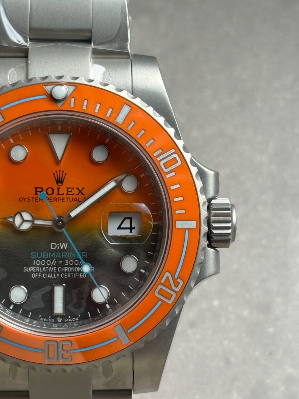 Submariner DIW Sandblasted VSF 1:1 Best Edition Orange Grey Dial on SS Bracelet VS3135 - Image 4