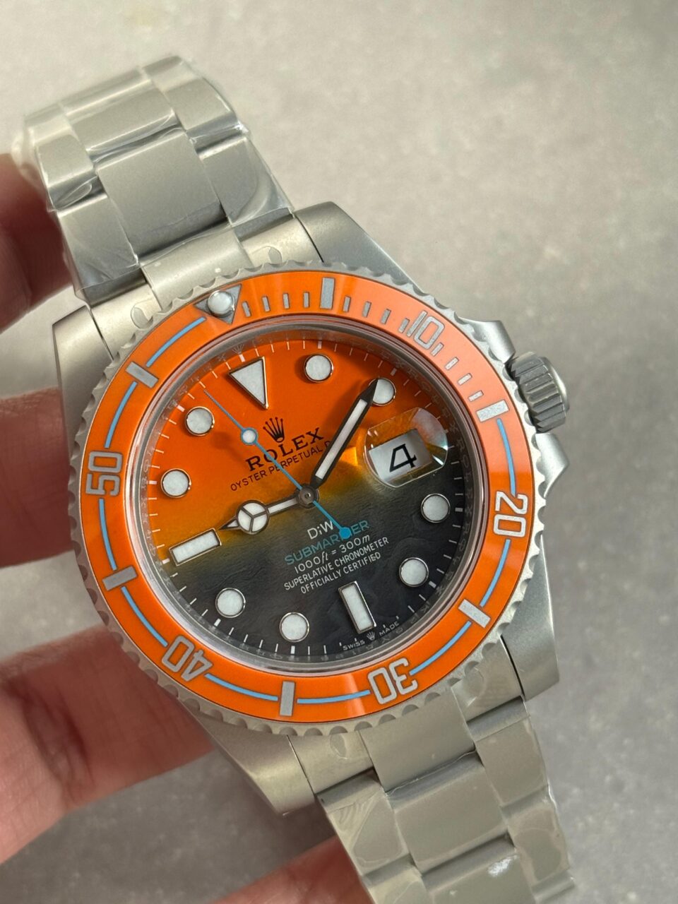 Submariner DIW Sandblasted VSF 1:1 Best Edition Orange Grey Dial on SS Bracelet VS3135 - Image 2