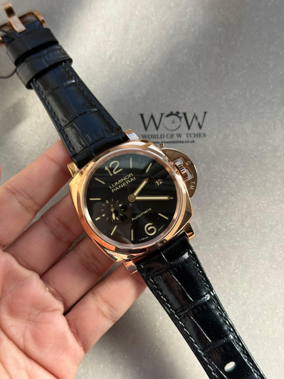 PAM908 Luminor Due VSF Best Edition Black Dial on Black Leather Strap AXXXIV - Image 15