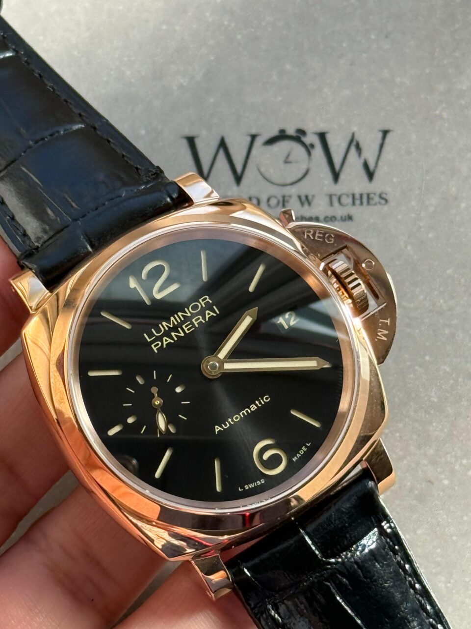 PAM908 Luminor Due VSF Best Edition Black Dial on Black Leather Strap AXXXIV - Image 14