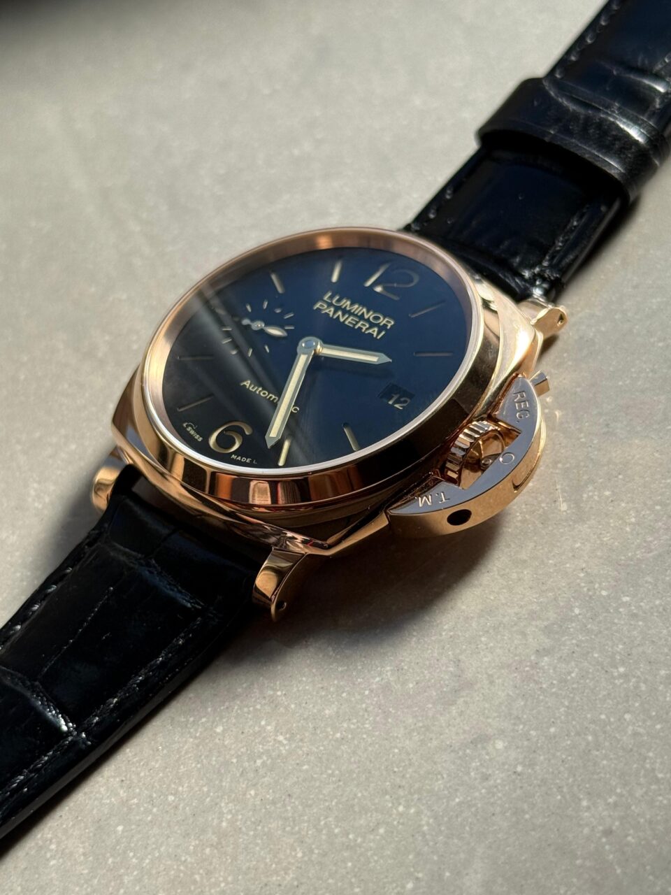 PAM908 Luminor Due VSF Best Edition Black Dial on Black Leather Strap AXXXIV - Image 8