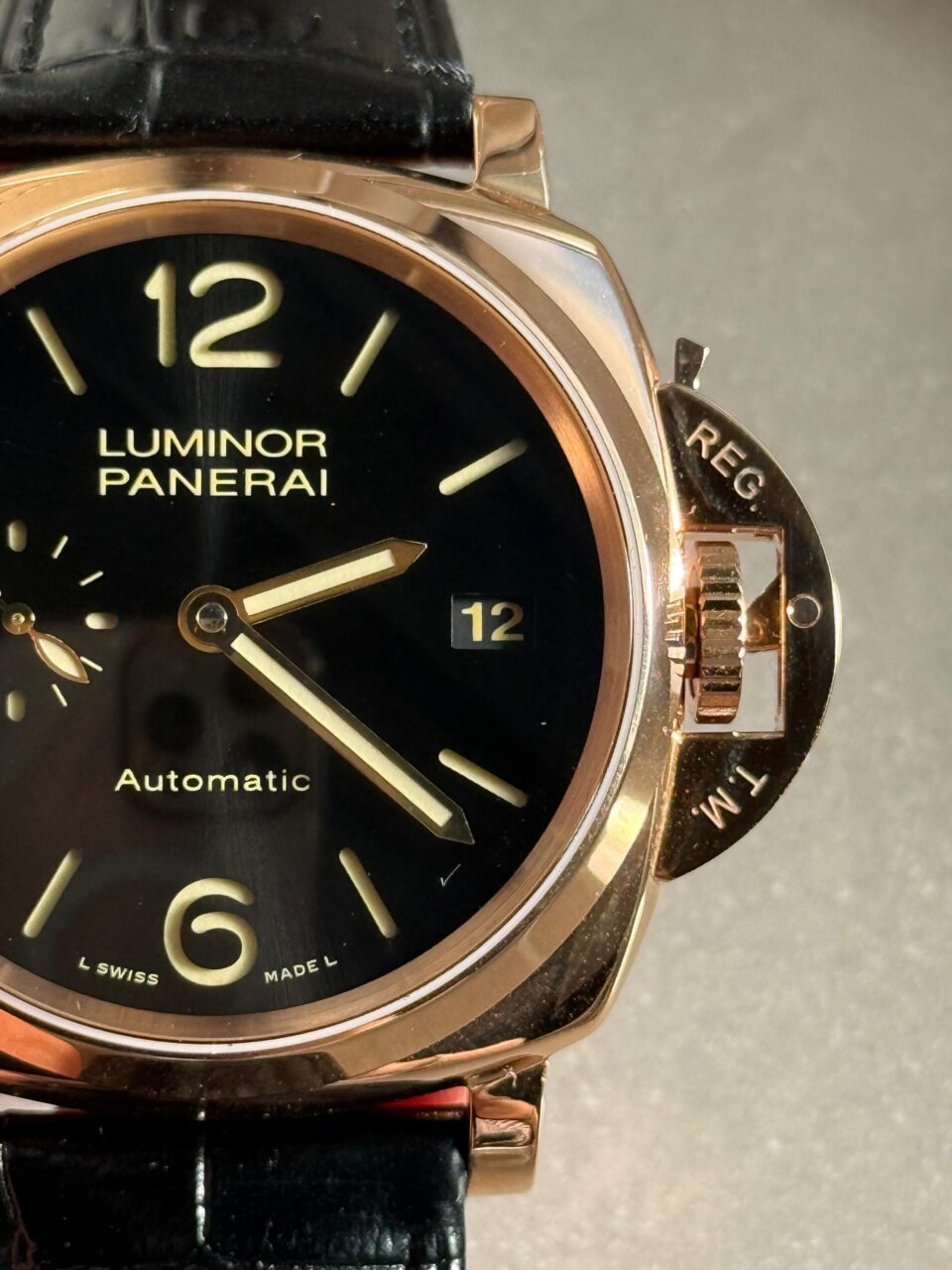 PAM908 Luminor Due VSF Best Edition Black Dial on Black Leather Strap AXXXIV - Image 6