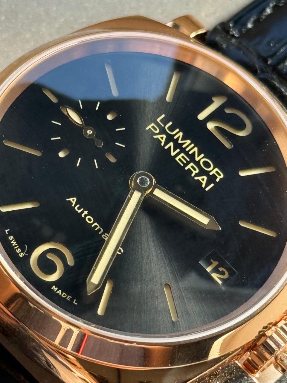 PAM908 Luminor Due VSF Best Edition Black Dial on Black Leather Strap AXXXIV - Image 4