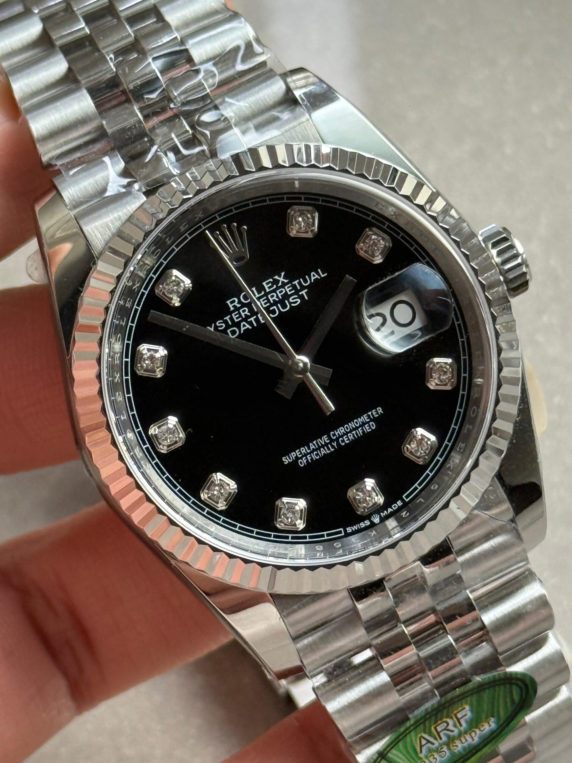 DateJust 36 SS 126233 ARF 1:1 Best Edition Black Diamonds Dial on Jubilee Bracelet SH3235 - Image 8