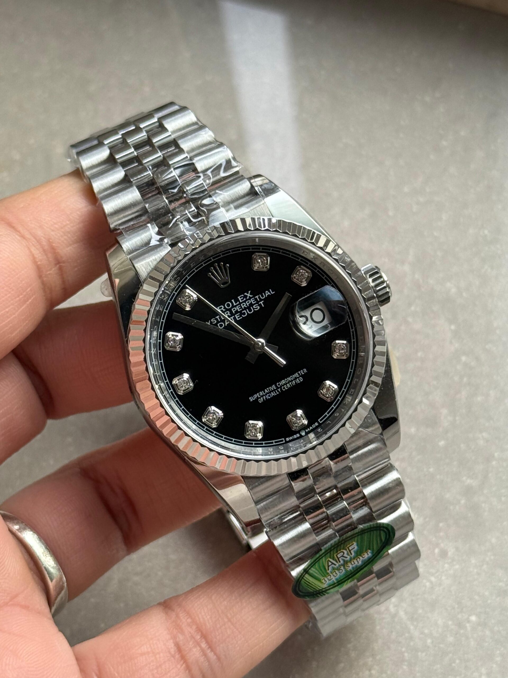 DateJust 36 SS 126233 ARF 1:1 Best Edition Black Diamonds Dial on Jubilee Bracelet SH3235 - Image 9