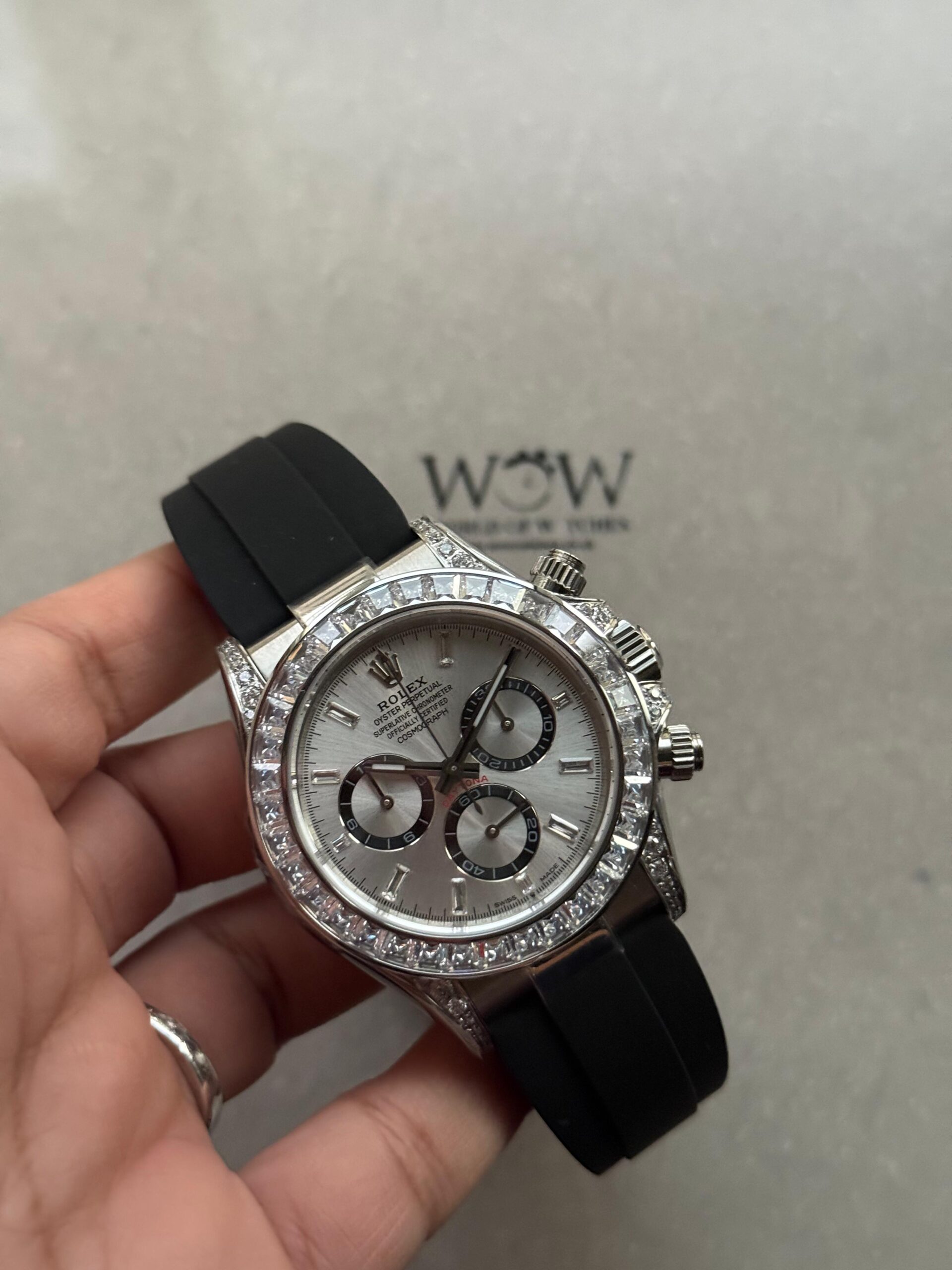 daytona custom daytona 4131 moissanite diamond dial oysterflex barcelet