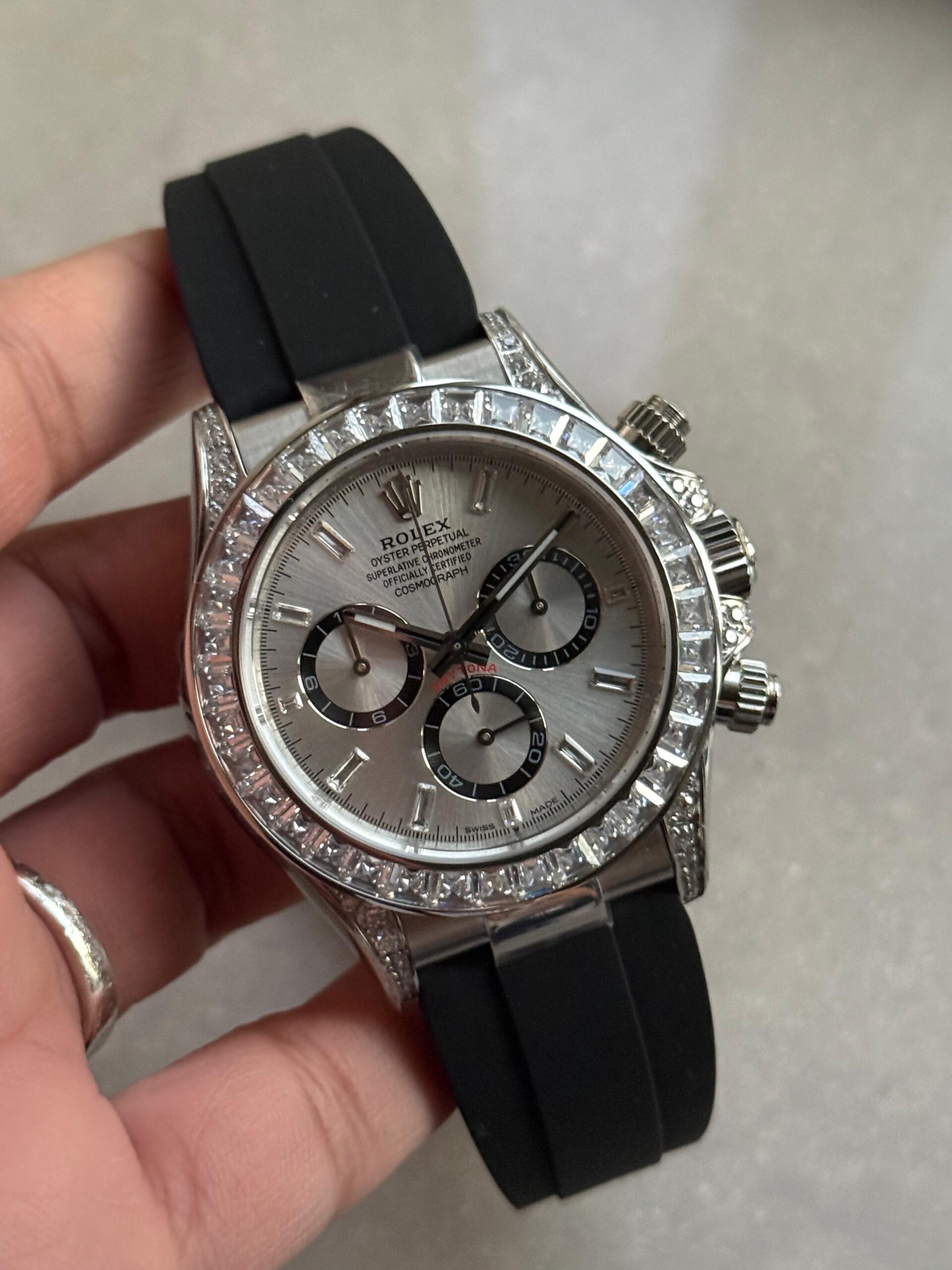 daytona custom daytona 4131 moissanite diamond dial oysterflex barcelet - Image 7