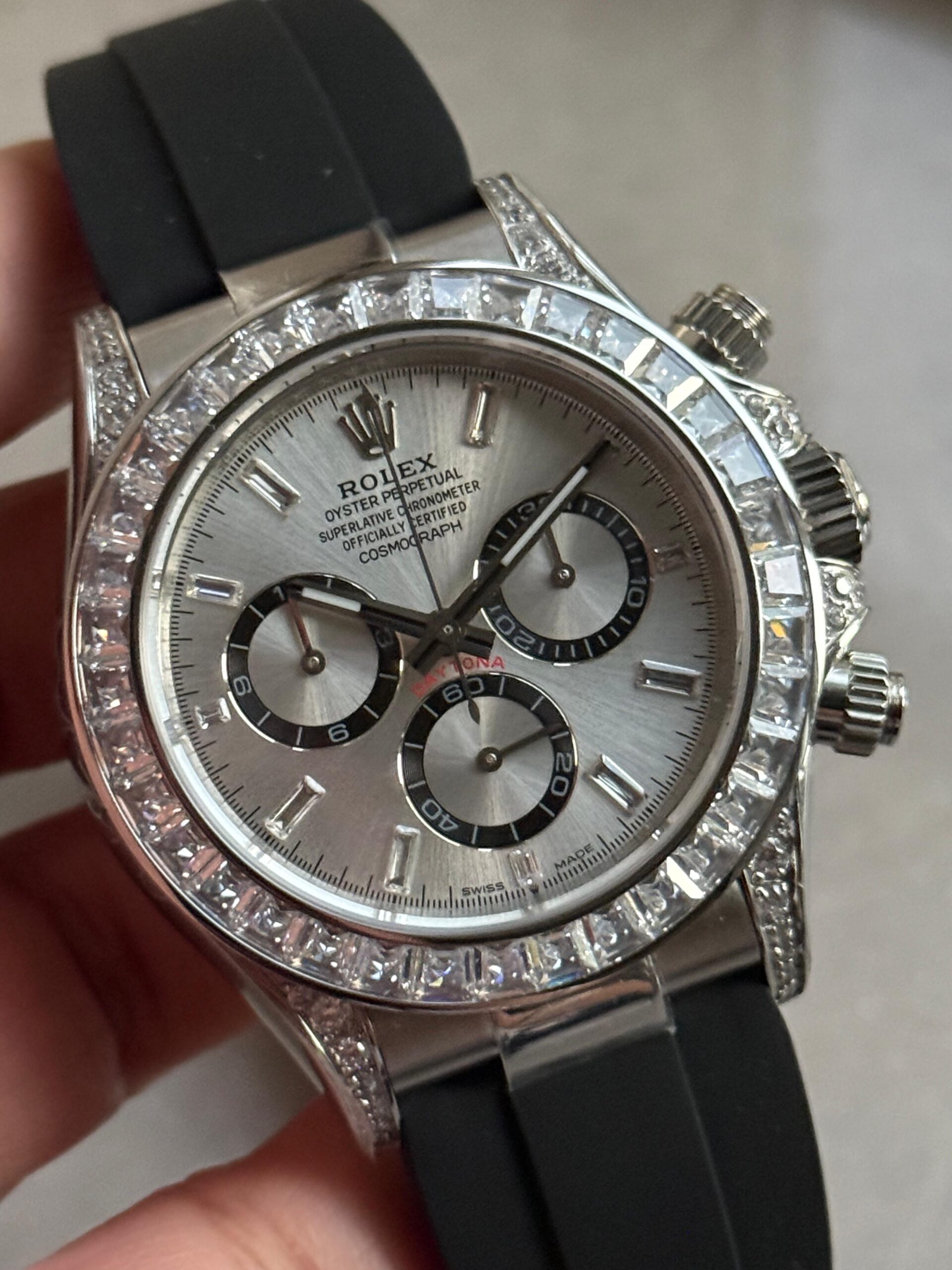 daytona custom daytona 4131 moissanite diamond dial oysterflex barcelet - Image 8