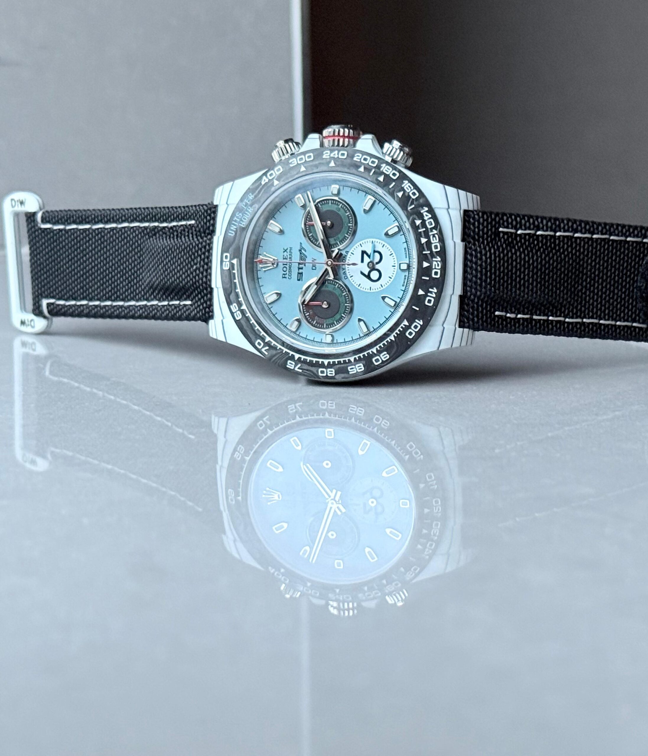 Daytona DIW Porsche 911 S/T White Carbon SOp NIC 1:1 Best Edition Blue Dial on Black Nylon Strap SA4130 - Image 11