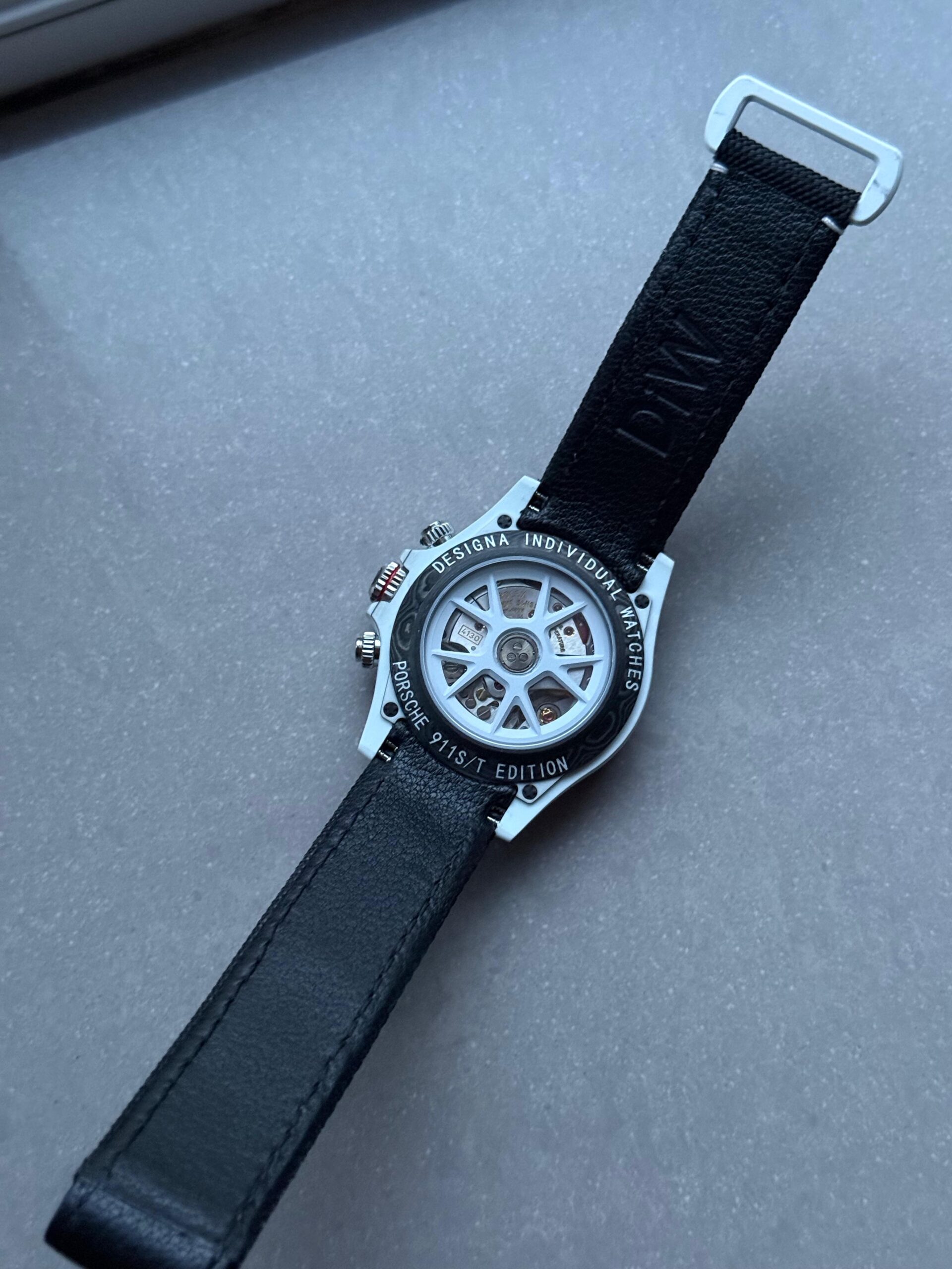 Daytona DIW Porsche 911 S/T White Carbon SOp NIC 1:1 Best Edition Blue Dial on Black Nylon Strap SA4130 - Image 13