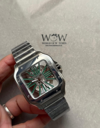 Santos Skeleton SS MLF Skeleton Green Dial on SS SmartLink Bracelet 9611MC SC